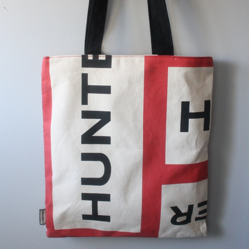Hunter Boots Logo Canvas Shopper Tote Bag